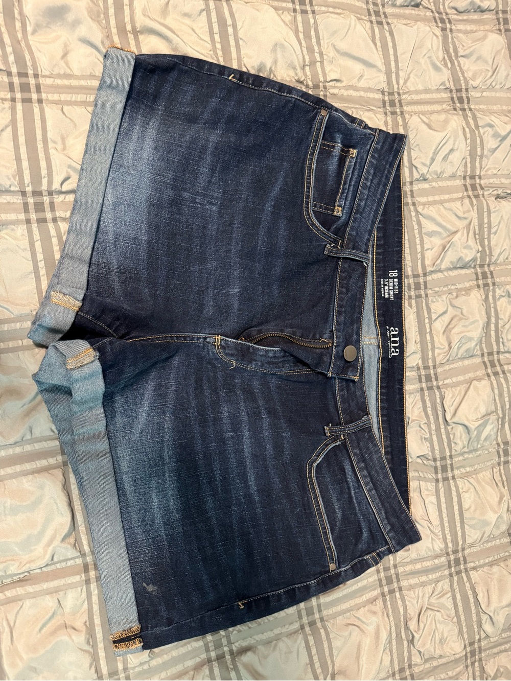 a.n.a Dark Indigo Mid-Rise Denim Shorts